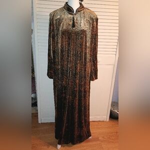 Laura Michelle VT Crushed Velvet/Velour Paisley Lounger Robe Caftan Large